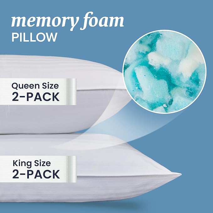 Beckham Hotel Collection Shredded Memory Foam Pillow 2-Pack Queen | Adjustable - Image 3