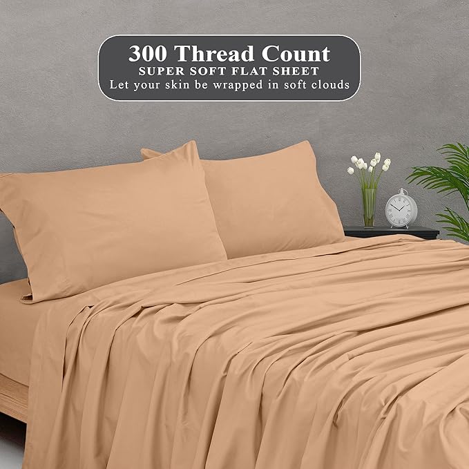 Royale Linens 300 Thread Count 100% Long Staple Combed Cotton Flat Sheet - Image 5