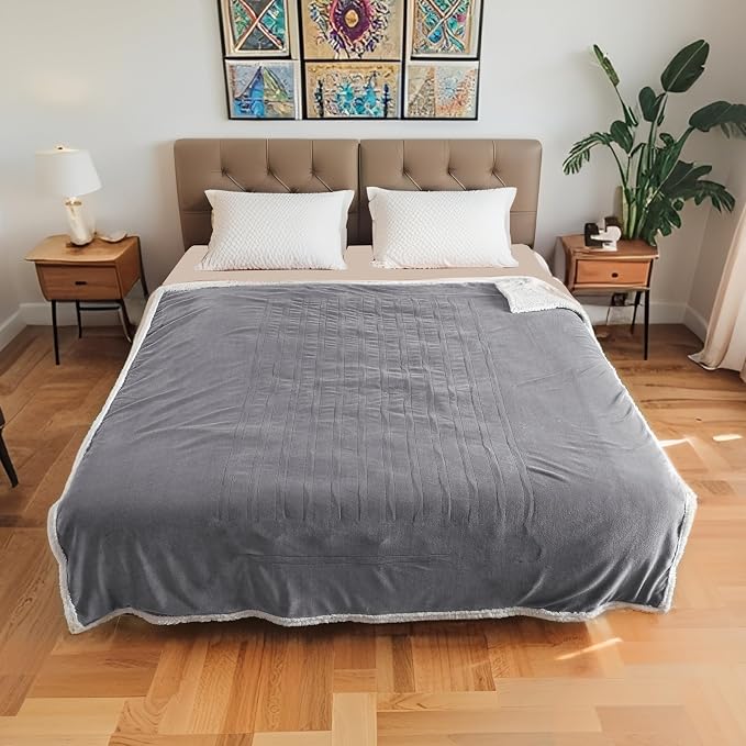Electric Heated Blanket Queen Size 84"x90", Soft Flannel - Image 8