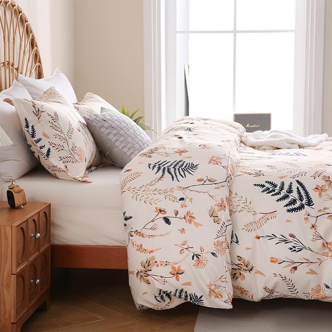 JSD Fall Floral Duvet Cover Set King Size, 3 Piece Boho Botanical Printed - Image 3