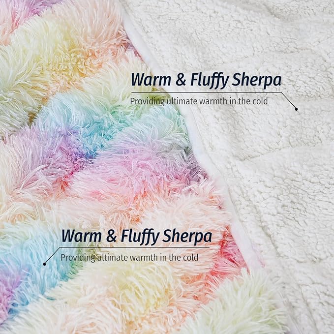 Wemore Shaggy Long Fur Faux Fur Weighted Blanket, Cozy and Fluffy Plush Sherpa - Image 3