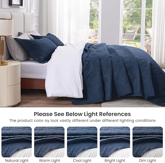 Love's cabin Quilts for Full Bed Navy Blue Bedspreads Bedding Set - Image 5