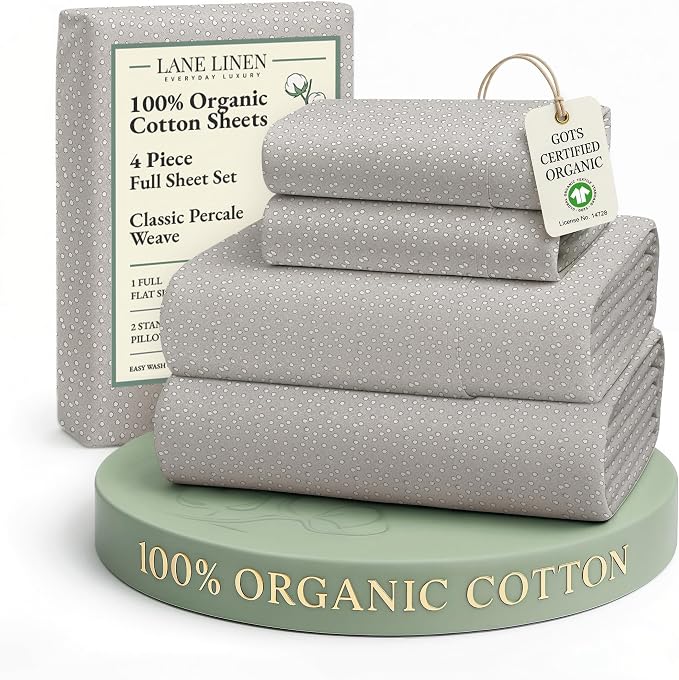 LANE LINEN Printed 100% Organic Cotton Bed Sheets Full Size, Fully Elasticized by LaneLinen