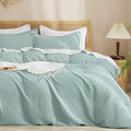 PHF Waffle Weave Duvet Cover Set Queen Size, No Snagging Ultra Soft Luxury by PHF