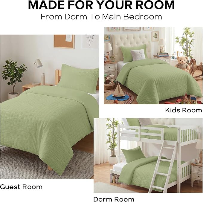 Cozyide Green Twin Duvet Cover, 2 Pieces Bedding Duvet Covers, Soft Breathable - Image 7