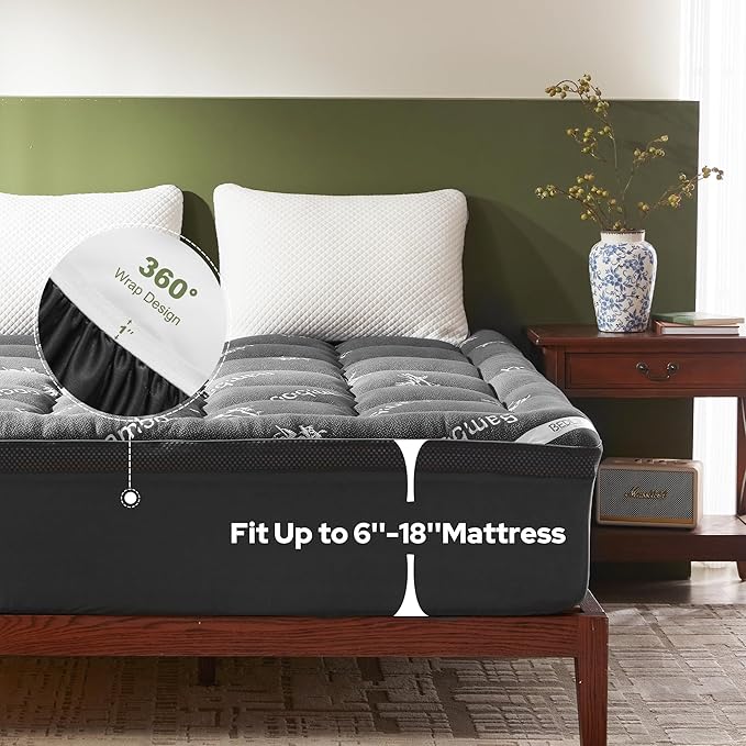 BEDLORE 4 Inch Memory Foam Mattress Topper King, 2-in-1 Dual Layer Design - Image 6