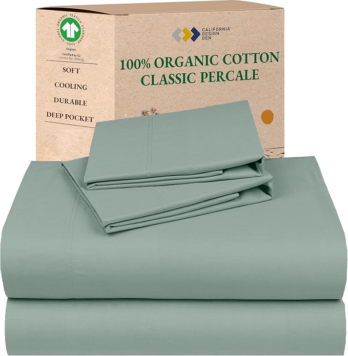 California Design Den Soft 100% Organic Cotton Sheets Queen Size Set by CaliforniaDesignDen