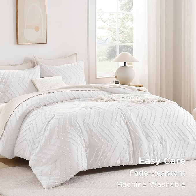Andency White Twin/Twin XL Comforter Set, Twin Bed Comforter - Image 3