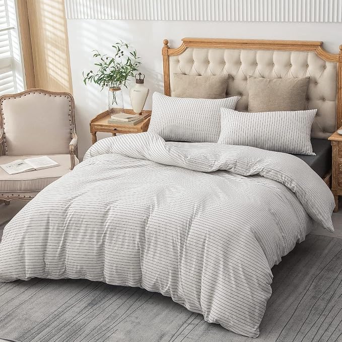 PURE ERA Jersey Knit Duvet Cover Set 100% T-Shirt Heather Cotton Super Soft - Image 6