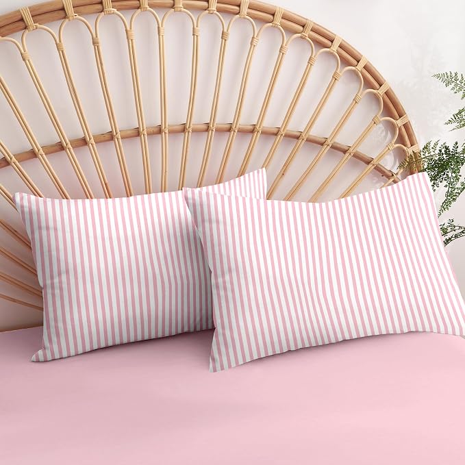 Nayoroom Pink Striped Duvet Cover Queen Size White Stripe Duvet Cover Dorm - Image 6