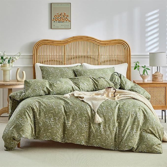 mixinni 3 Pieces Duvet Covers King Size, 100% Cotton Comforter Cover Wildflower - Image 2