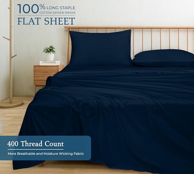 Royale Linen 400 Thread Count 100% American Grown Cotton Flat Sheet - Image 4