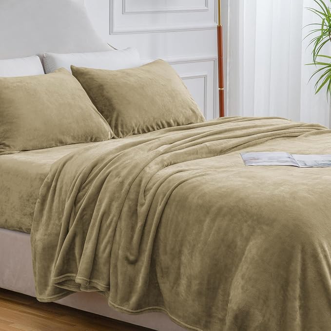 BEDELITE Flannel Sheets King Size Camel - Image 9