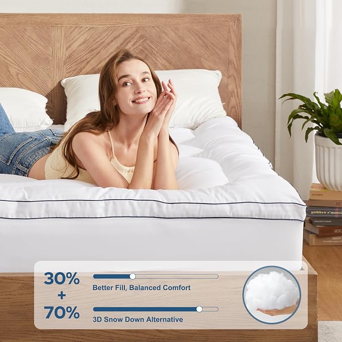 BEDLORE Full Mattress Topper, Thick Pillow Top Pad - Image 2