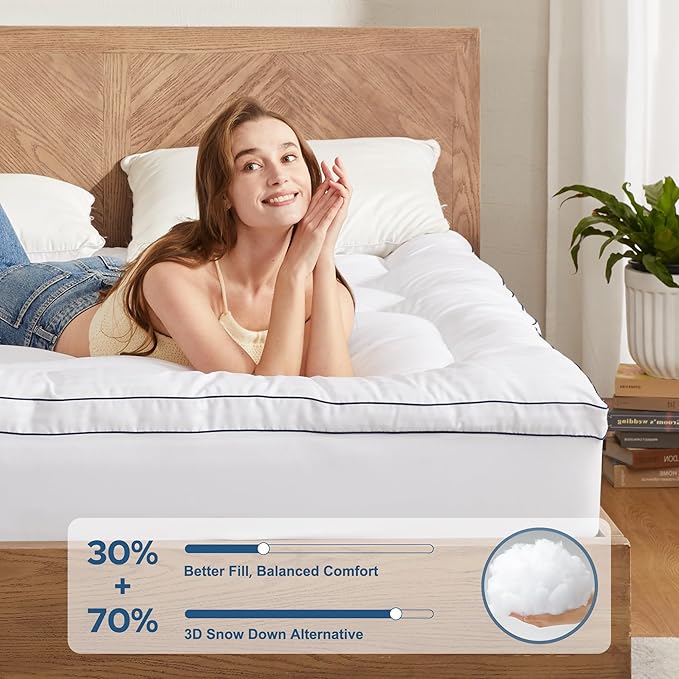BEDLORE King Mattress Topper, Thick Pillow Top Pad - Image 2