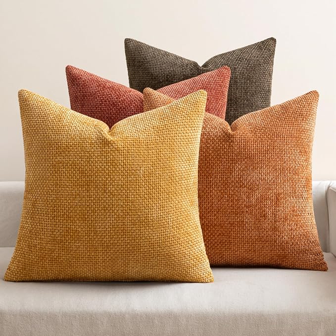 MIULEE Pack of 4 Orange/Yellow Couch Throw Pillow Covers 18x18 Inch Halloween by MIULEE