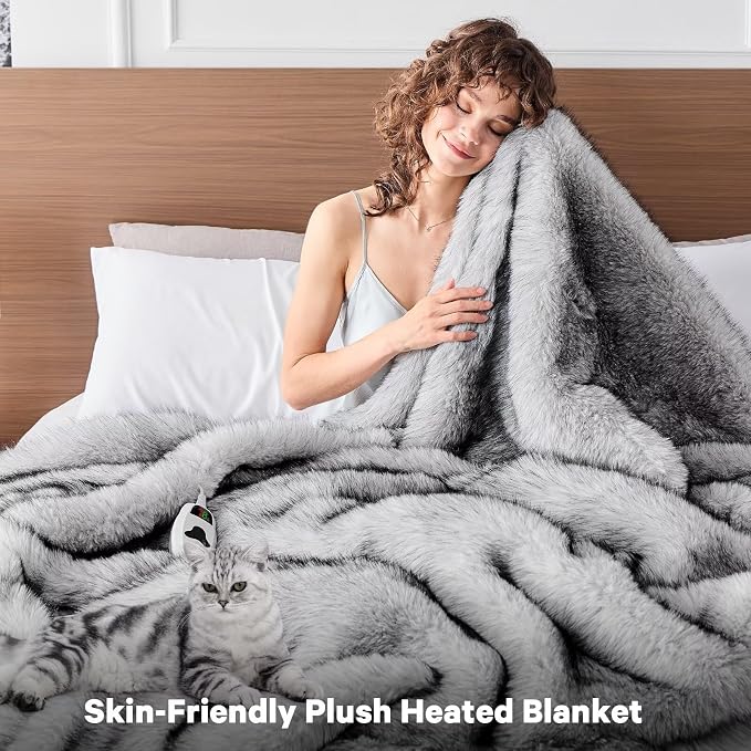 Heated Electric Blanket Throw, Octrot 50"X60" Faux Fur Heating Blanket Luxury - Image 4