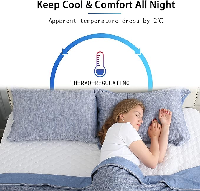 CHOSHOME Cooling Pillow Cases Zipper Pillow Covers Q-Max > 0.45 Zippered - Image 3