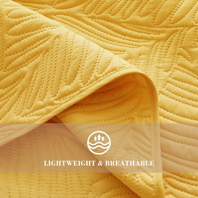 Exclusivo Mezcla Queen Quilt Bedding Set, Lightweight Yellow Quilts Queen Full - Image 5