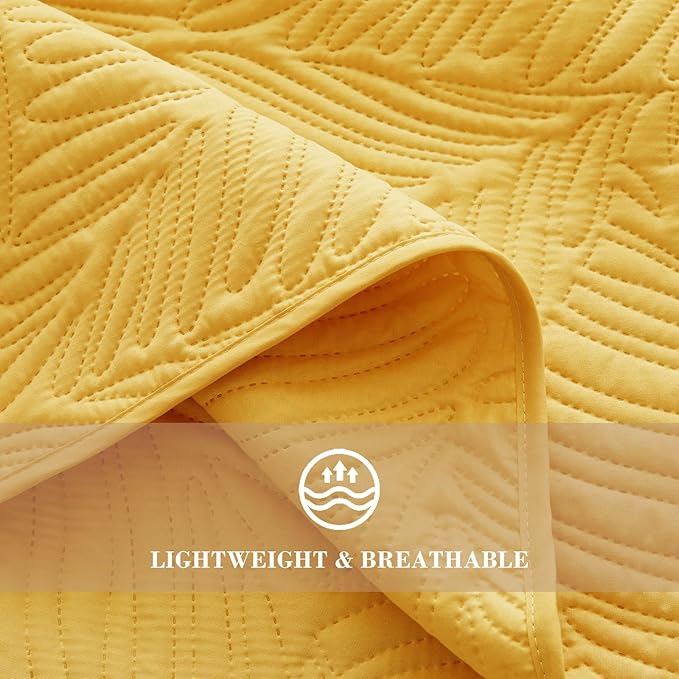 Exclusivo Mezcla King Size Quilt Bedding Set, Lightweight Yellow Quilts King - Image 5
