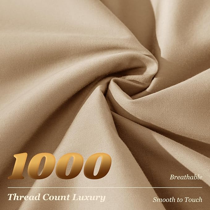 LBRO2M 1000 Thread Count 100% Egyptian Cotton Sheets Set Full Size, 4 Piece - Image 3