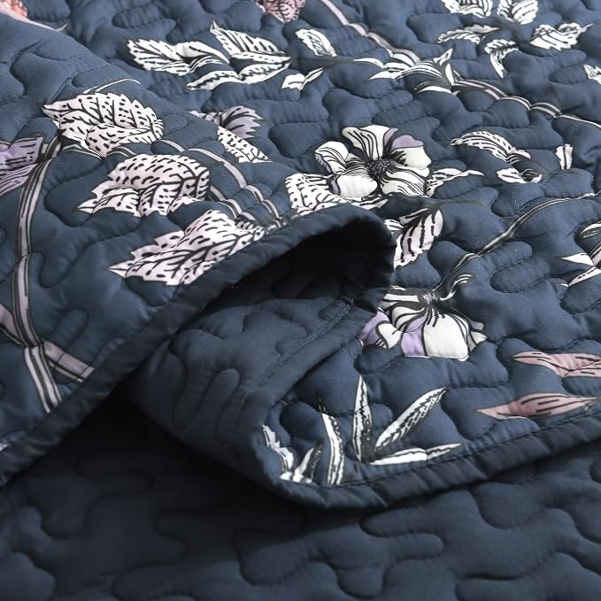 Litanika Floral Navy Blue Quilt Queen Size - Image 5