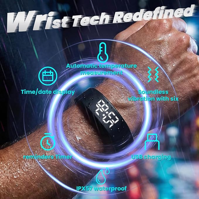 Vibrating Alarm Wristband Silent Wrist Alarm Clock Watch Wind up Bands - Image 2