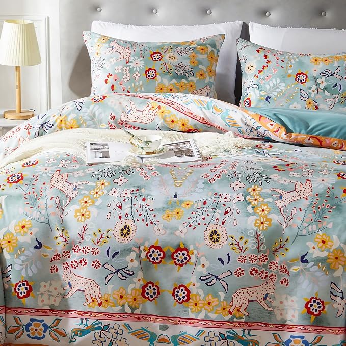 Cupocupa Duvet Cover Queen Size Set Boho Floral Pattern Queen Christmas Duvet - Image 4