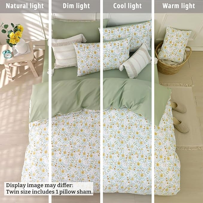 LEMIROE Floral Cotton Comforter Twin Size 2Pcs - Image 6