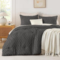 Andency Dark Grey Comforter Set King Size, Boho Soft Warm Tufted Bedding by Andency