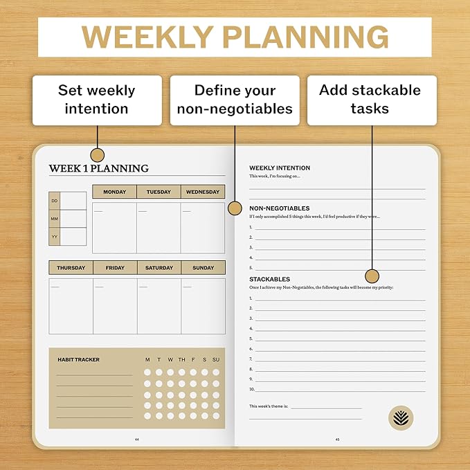 Undated Daily Planner | 90 Day Daily & Weekly Productivity Journal - Image 6