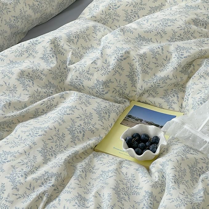 mixinni Blue Floral Duvet Cover Queen Size - Image 6