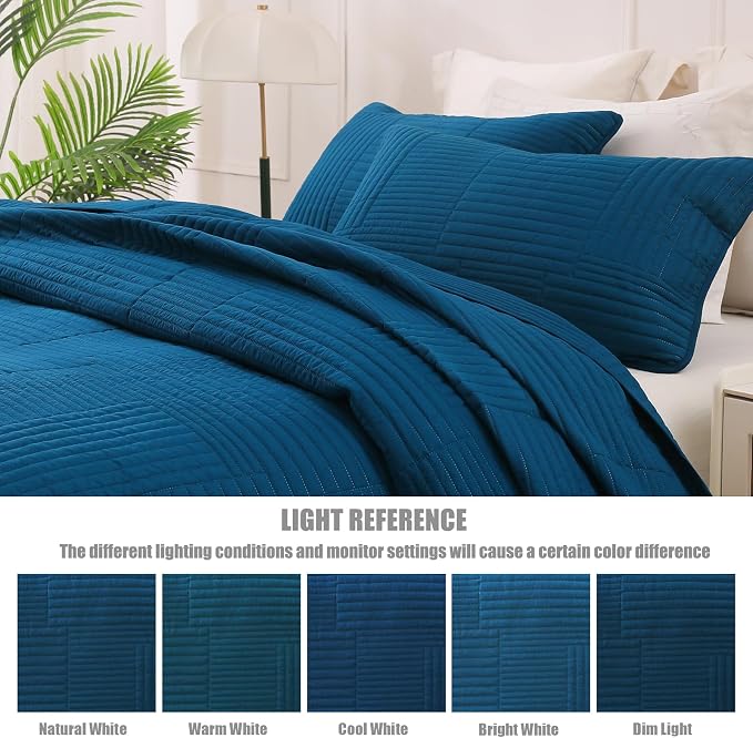 Whale Flotilla Ultra Soft Twin Quilt Bedding Set, Lightweight Fall Blue Quilts - Image 5