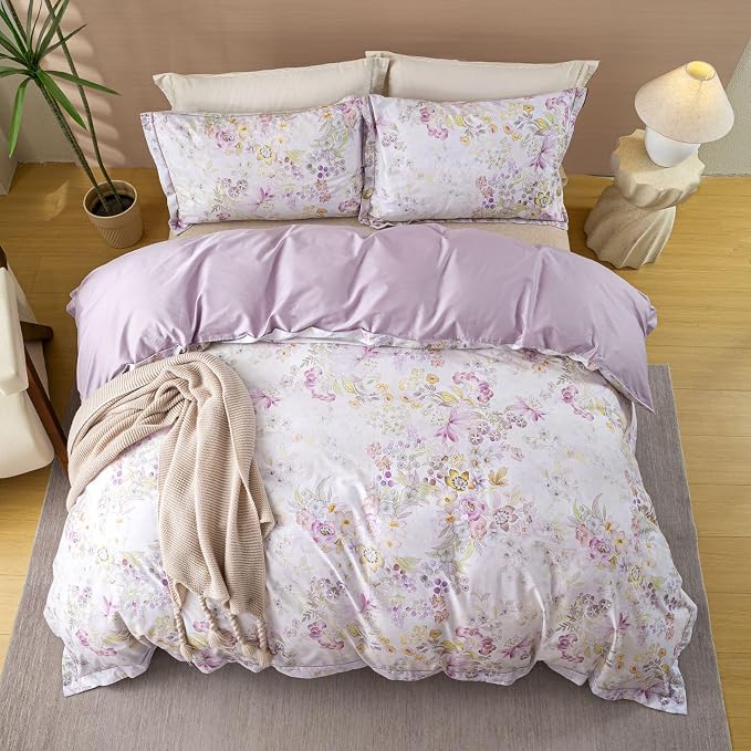 OAITE Duvet Cover Set King Size Floral Pattern Ultra Soft 100% Cotton Duvet - Image 4