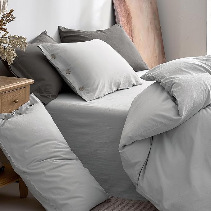 JELLYMONI 100% Washed Cotton Duvet Cover Full – Soft, Breathable Linen-Look - Image 9