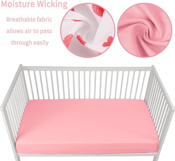 GUNTAIL Baby Crib Sheets for Boys Girls, 2 Pack Fitted Crib Sheet for Standard - Image 2