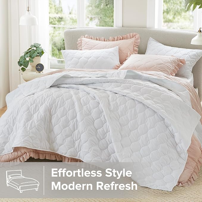 Comfort Spaces King Quilt Set Modern Reversible Ogee Coverlet King Bedding Set - Image 2