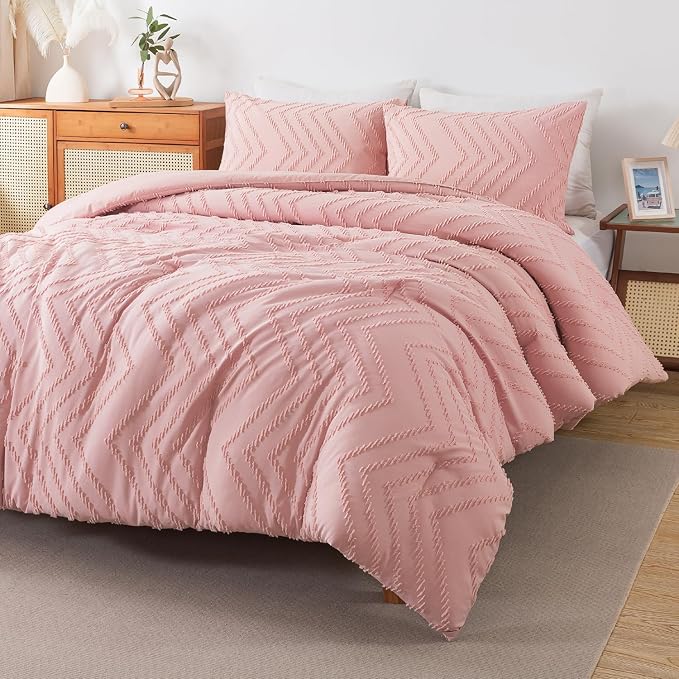 Andency Pink Comforter Set King, Boho Cute Girls Women Soft Fluffy Warm by Andency