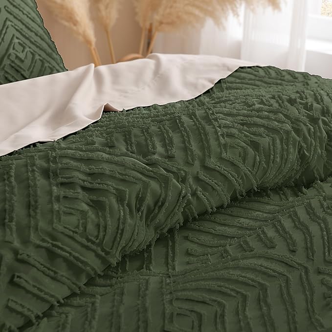 Andency Olive Green California King Comforter Set, 3 Pieces Boho Men Bedding - Image 5