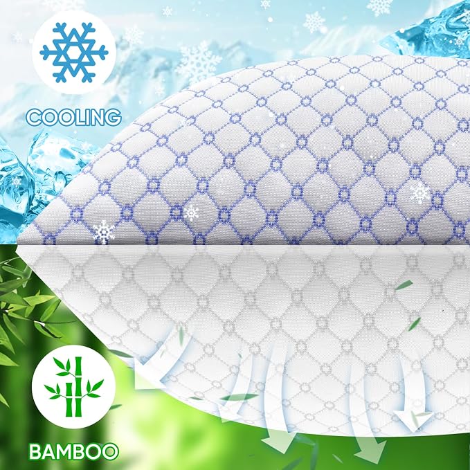 OAISZ Cooling Pillow Standard Size 2 Pack, Shredded Memory Foam Bed Pillows - Image 2