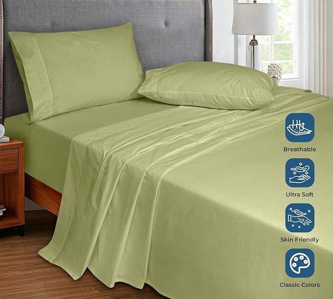 Royale Linens 100% Organic Cotton Twin Flat Sheet Only - Image 4