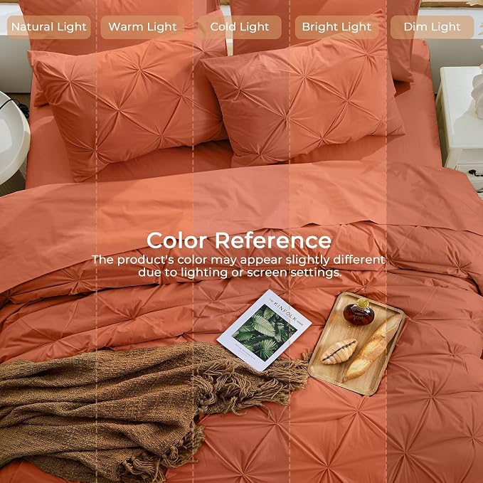 Sasttie King Size Comforter Set, 7-Piece Bed in a Bag, Pintuck Bedding Set - Image 8