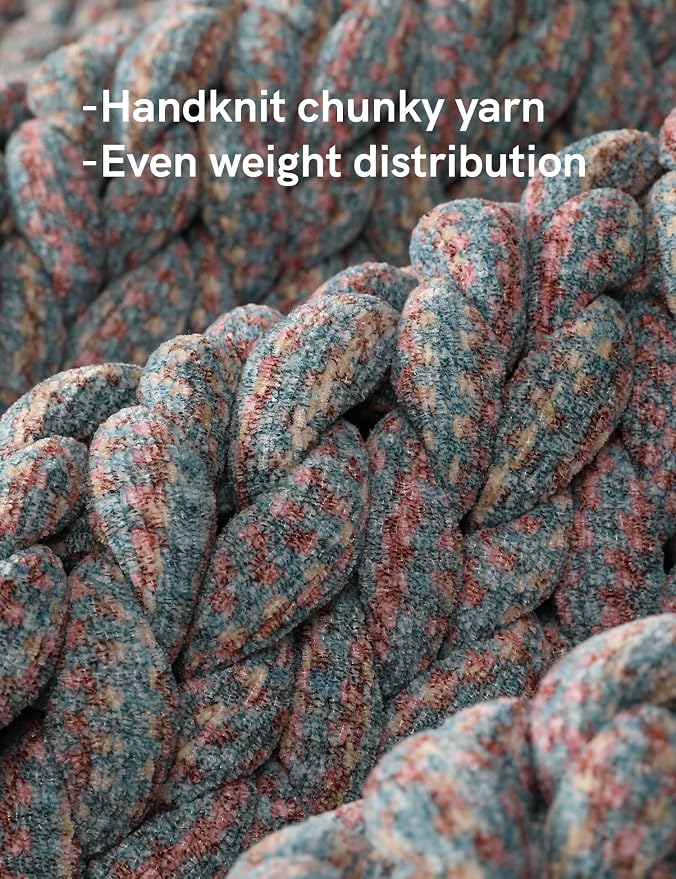 YnM Chenille Weighted Blanket, Handmade Chunky Knitted Design, Soft and Cozy - Image 2
