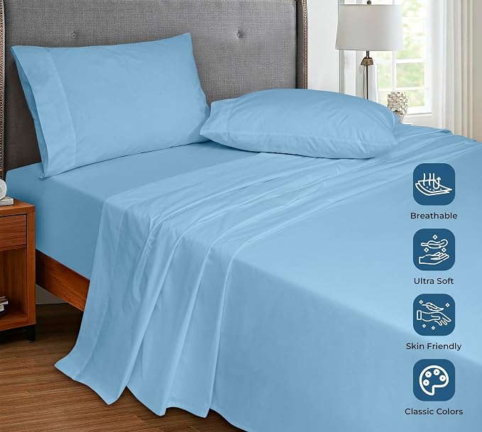 Royale Linens 100% Organic Cotton King Flat Sheet Only - Image 4