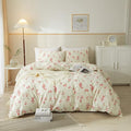 mixinni Boho Red Floral Girl Duvet Cover Set, Soft Cotton King Size 3-Piece by mixinni