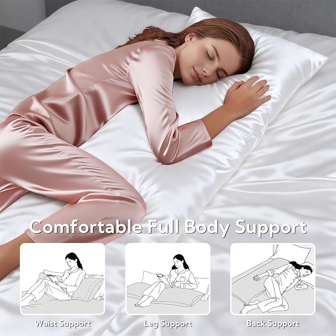 MR&HM Satin Body Pillow Cover, Soft and Breathable Body Pillow Case - Image 5