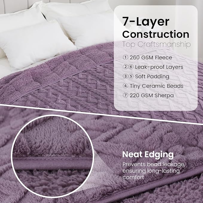 Drewin Weighted Blanket for Adults Twin Size, 15 lbs Stylish Jacquard Sherpa - Image 6