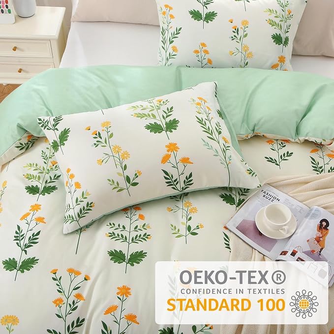 MUXHOMO Duvet Cover Queen Size, Reversible Floral Vintage Duvet Cover Set - Image 4