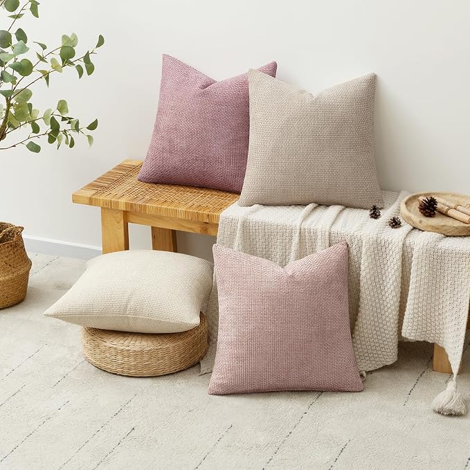 MIULEE Pack of 4 Valentines Couch Throw Pillow Covers 18x18 Inch Neutral Pink - Image 4