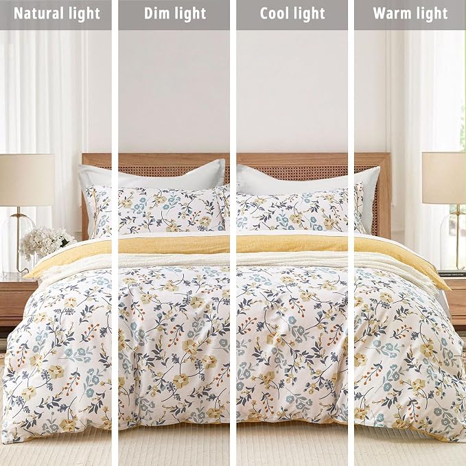 LEMIROE Yellow Floral Cotton Comforter King Size - Image 6